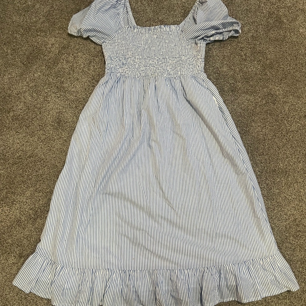 J Crew Blue Striped Spring Dress